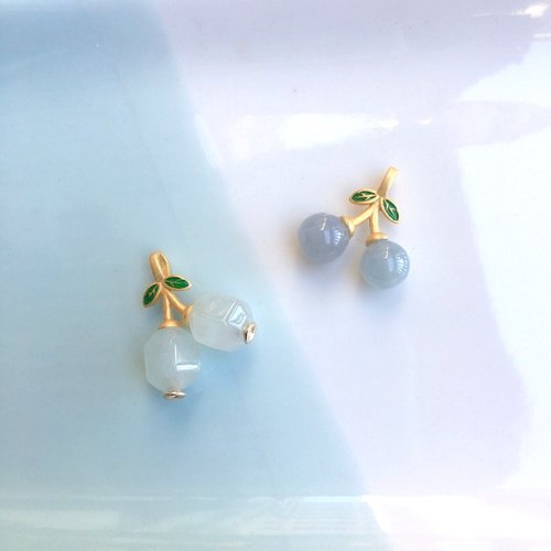 翡翠輕珠寶．新中式飾物  㻩(jade jewelry) 【成雙】天然翡翠立體水果造型墜子