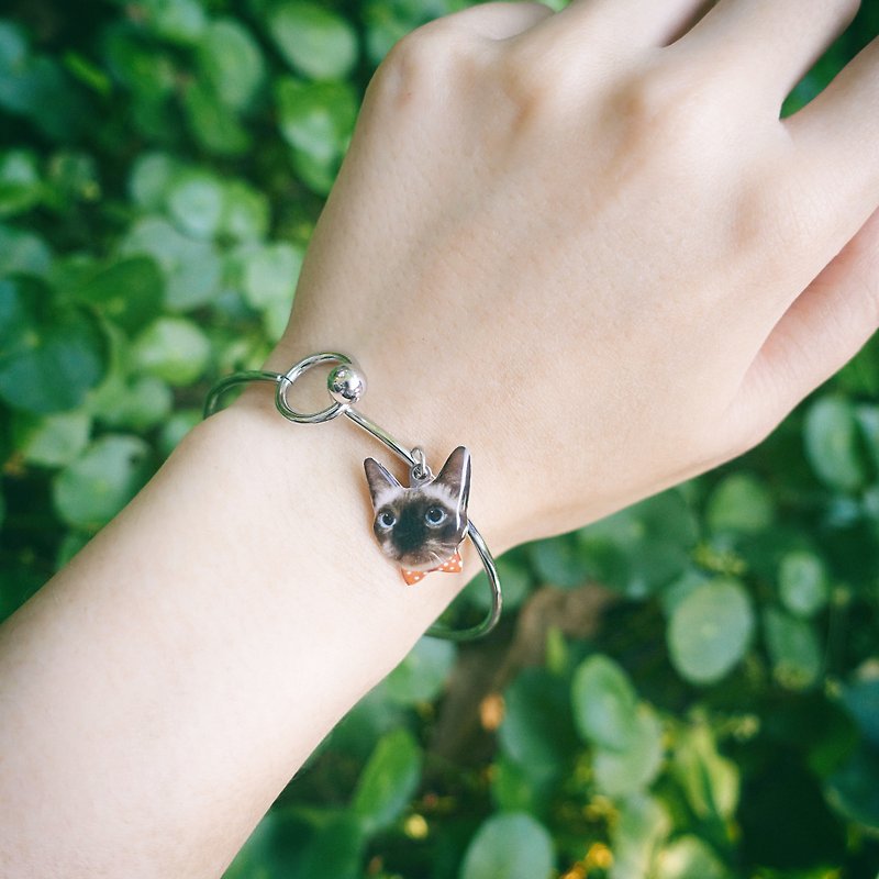 Customized pet cat / dog / portrait stainless steel bracelet - Bracelets - Other Materials Multicolor