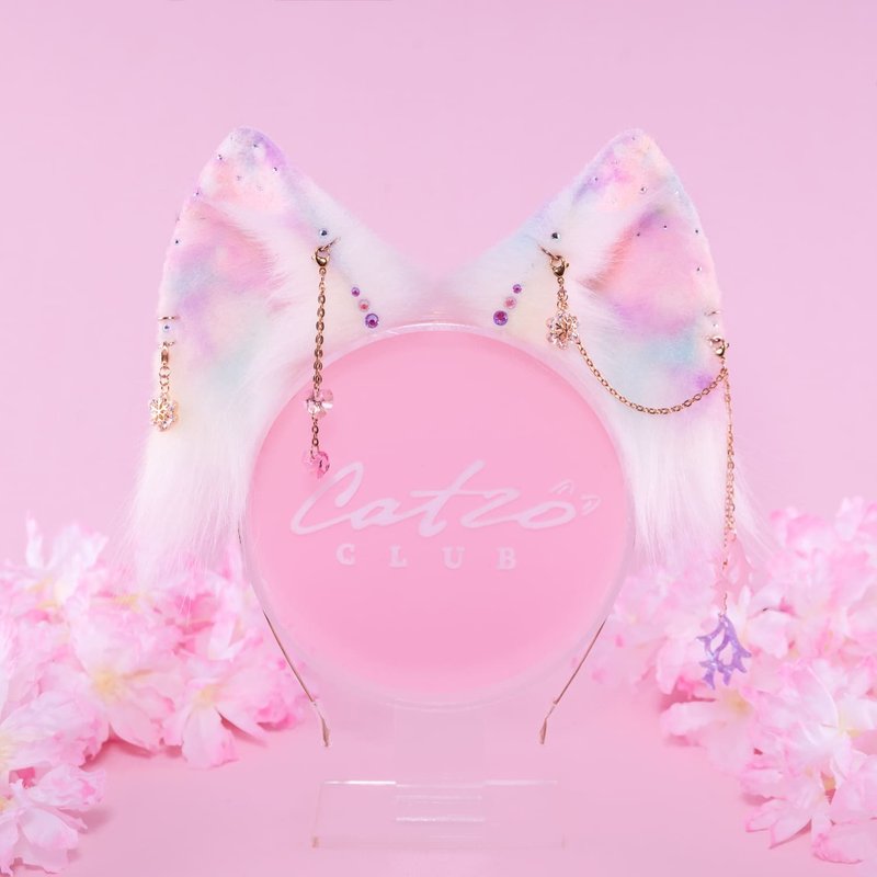 OOAK 蛋白石狐狸耳朵 - 髮夾/鯊魚夾 - 其他人造纖維 粉紅色