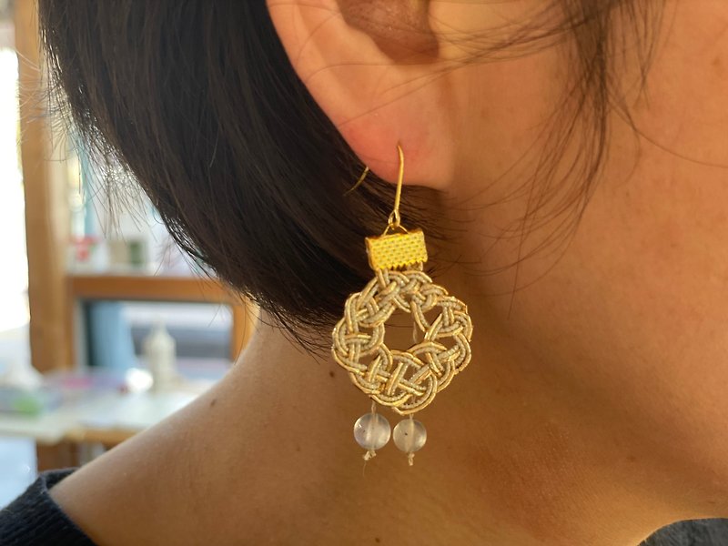 Pure hemp earrings (can be changed to earrings) Made in Japan - ต่างหู - วัสดุอื่นๆ 