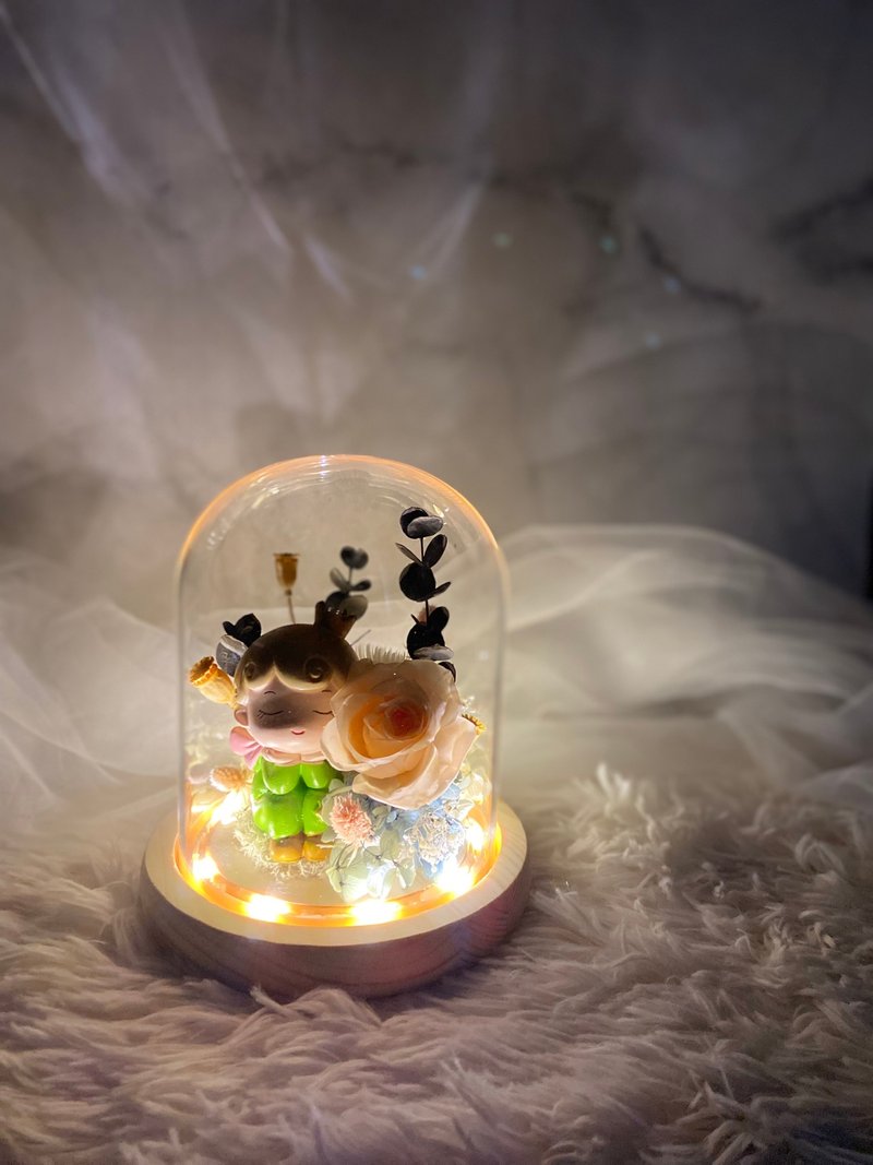 永生花娃娃客製花盅.生日禮物.情人節禮物.紀念禮物.母親節禮物 - 乾燥花/永生花 - 植物．花 橘色
