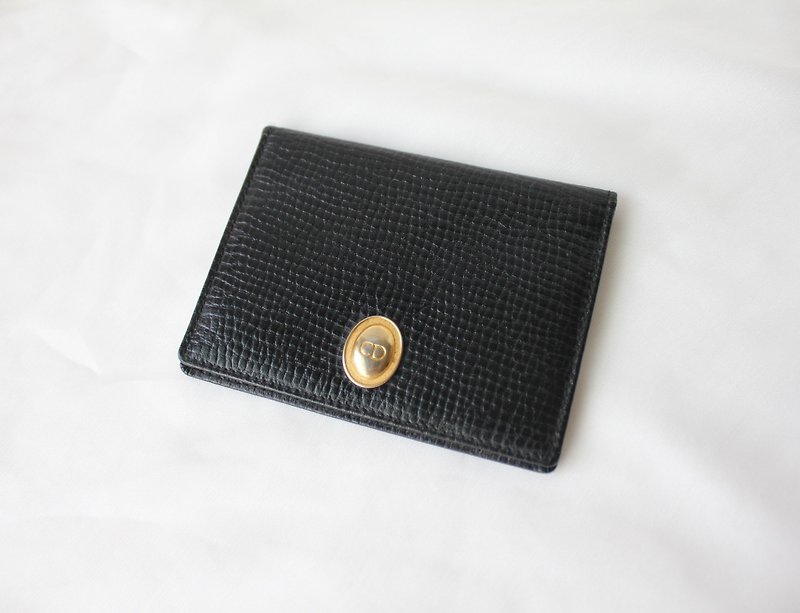 FOAK vintage/reserved/Christian Dior pure black leather antique card holder - Wallets - Genuine Leather 