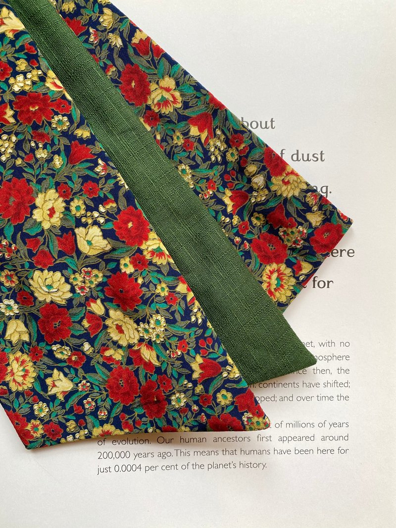 Morris Pattern Antique Cloth Hose Headband / Wide - ที่คาดผม - ผ้าฝ้าย/ผ้าลินิน สีเขียว
