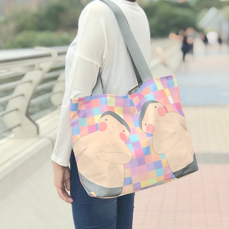 肥仔樂 TOTEFAT - L號 - 粉紅方格款 - 側背包/斜孭袋 - 其他材質 多色