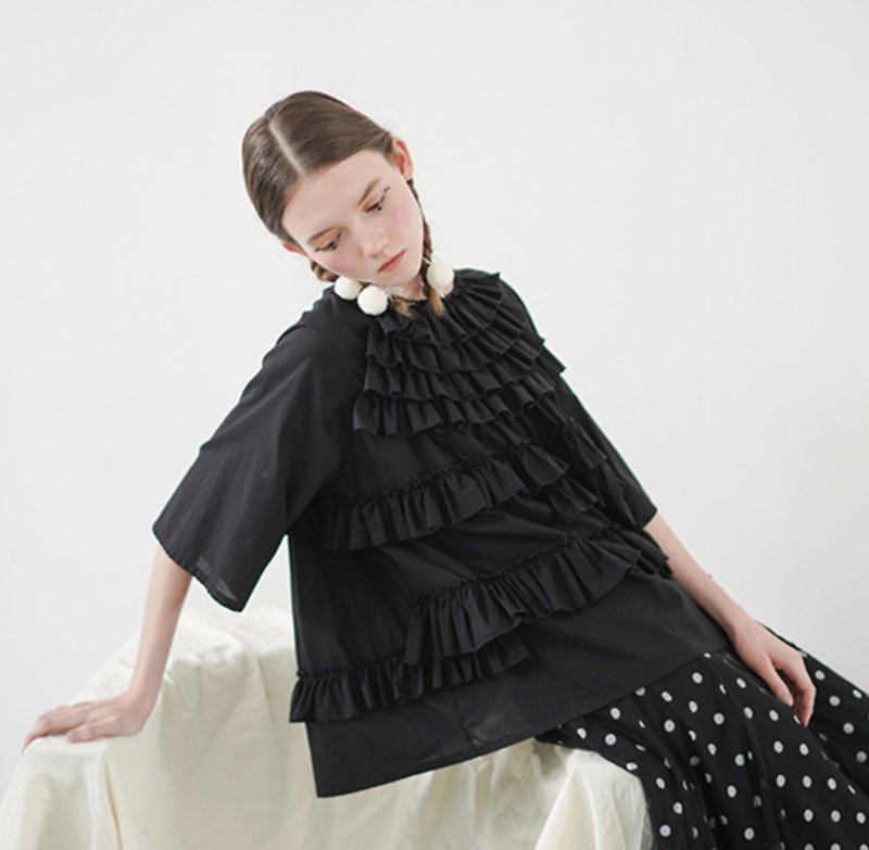 Black blouse - imakokoni - Women's Tops - Cotton & Hemp Black