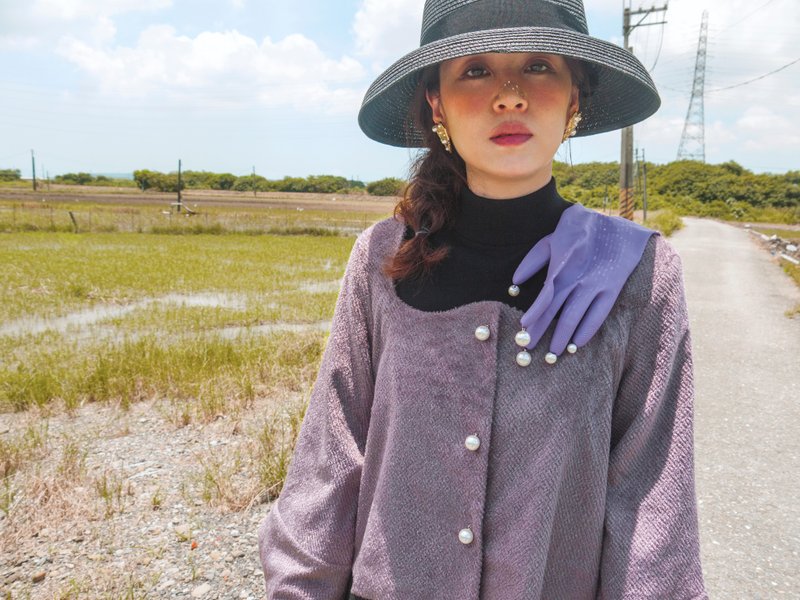 Missa Cut-Out Lilac Fluffy Cardigan - Women's Casual & Functional Jackets - Other Man-Made Fibers Purple