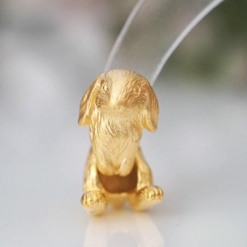 Rabbit earrings drop ear ear / Matt Gold - Earrings & Clip-ons - Other Metals Gold