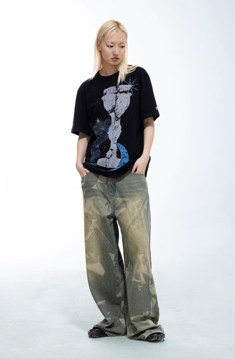 Moon Edition T-shirt 日月聖杯T恤 無性別穿搭 - 帽T/大學T - 棉．麻 黑色
