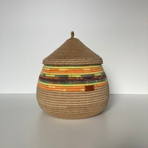 KOTTOSH ART Orange storage basket with lid 29 cm x 20 cm