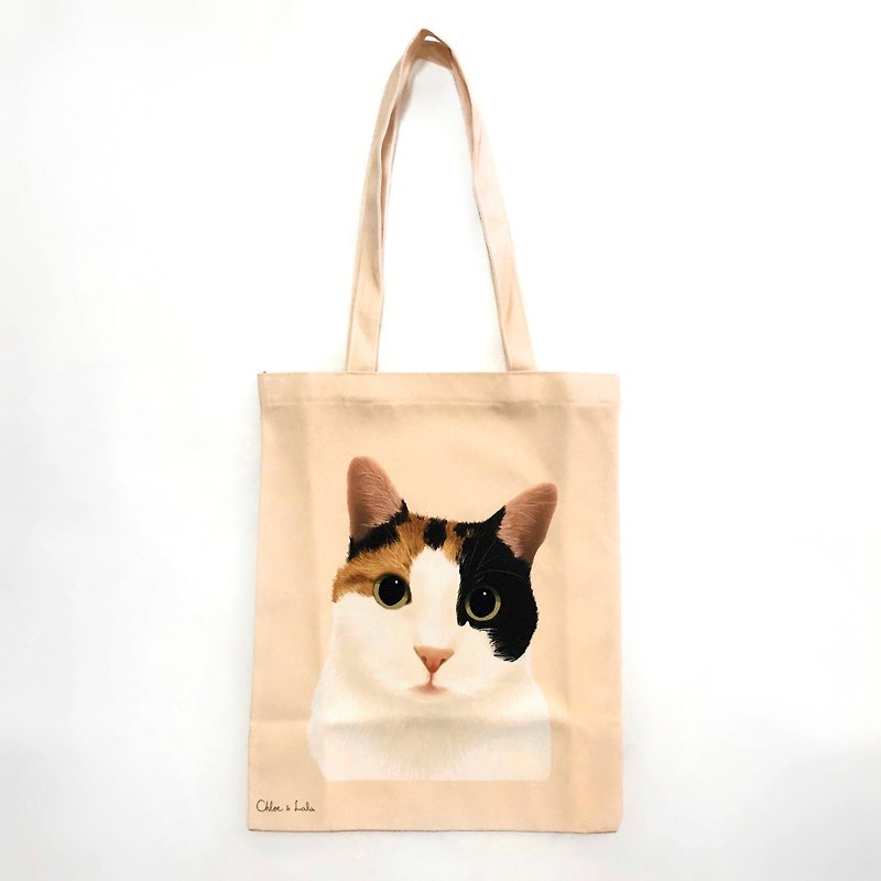 Wang Meow Canvas Bag-Sanhua Cat - กระเป๋าถือ - เส้นใยสังเคราะห์ สีกากี