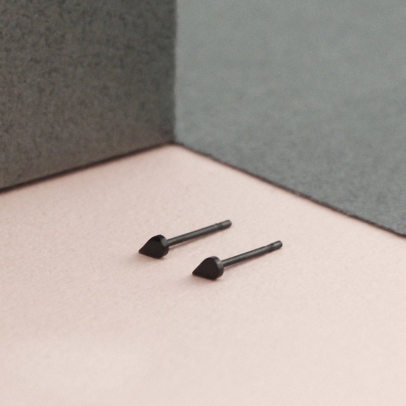 Super Mini Water Drop Steel Earrings-Black Silver - ต่างหู - สแตนเลส สีดำ