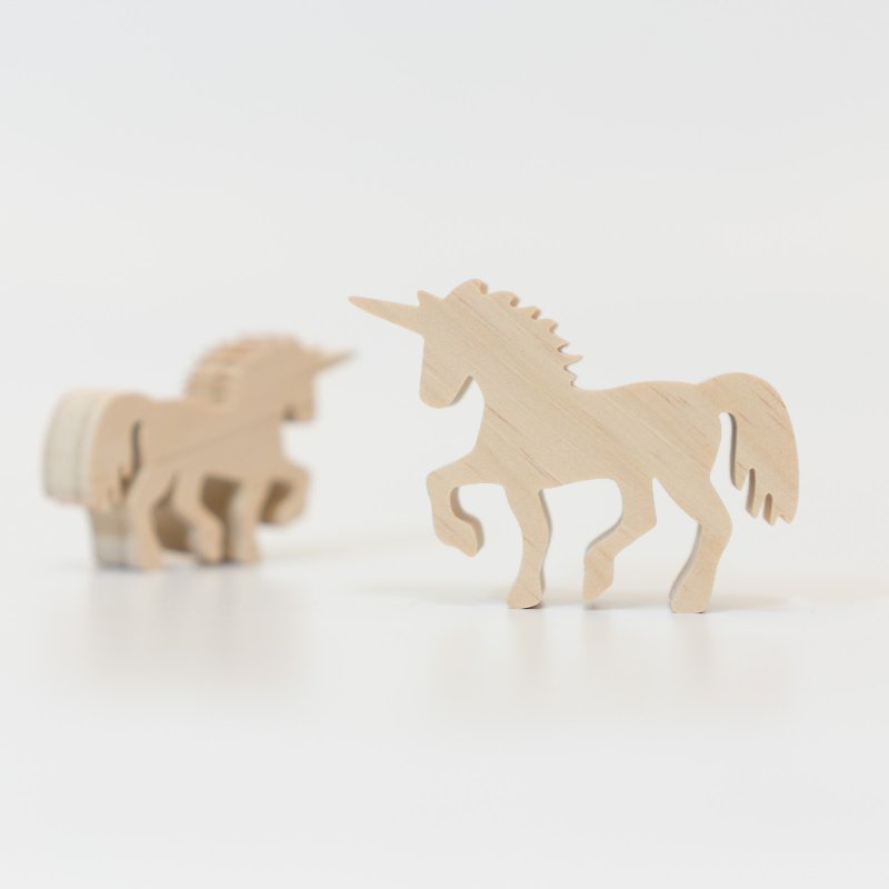wagaZOO thick-cut building blocks grassland series-little unicorn - Items for Display - Wood Khaki