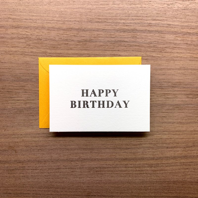 Letterpress greeting card Happy Birthday - การ์ด/โปสการ์ด - กระดาษ สีทอง