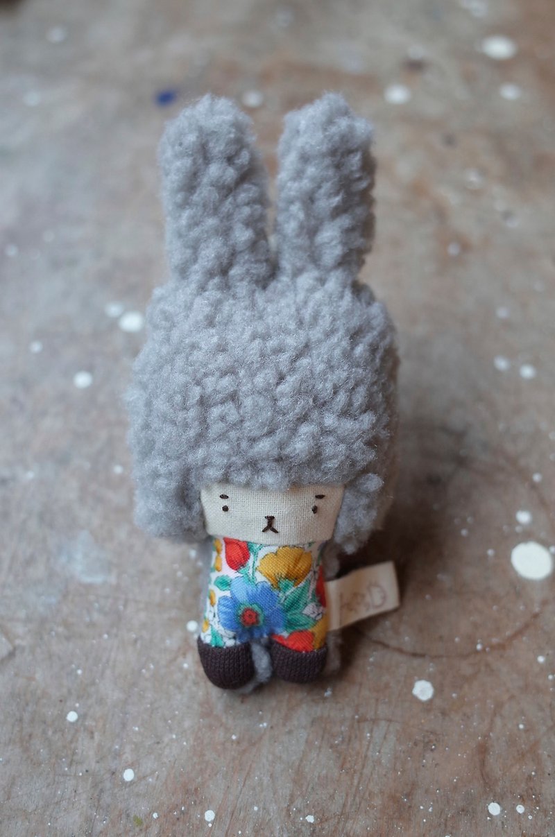 Little rabbit - gray hair - vintage flower - 2019067 - Stuffed Dolls & Figurines - Cotton & Hemp Gray