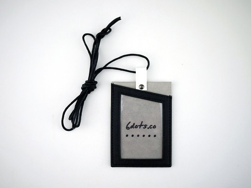 6 dots black and white washable kraft paper Badge holder - ID & Badge Holders - Paper Black