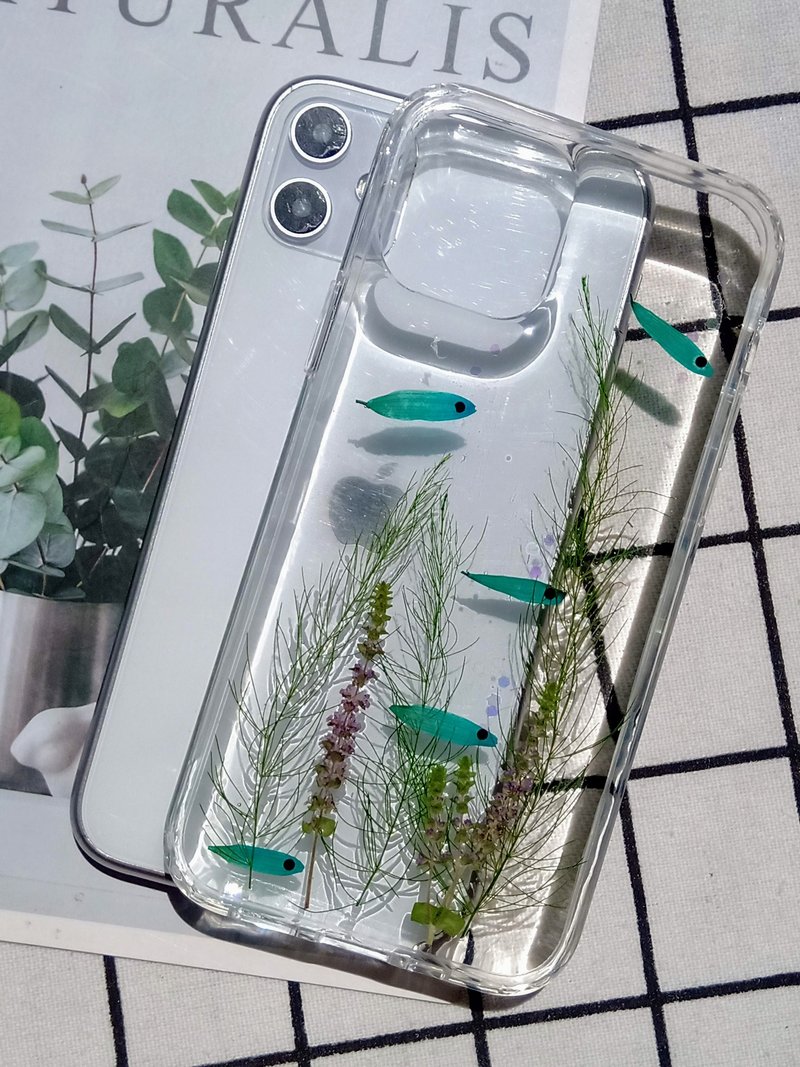 手作押花手機保護殼, 悠游的小魚, 押花款 - 手機殼/手機套 - 塑膠 多色