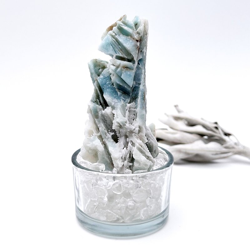breath. One Picture One Object Positive Combination of Healing Ornaments l Amazonite Raw Mineral Crystal Potted Plant l - Items for Display - Crystal Multicolor