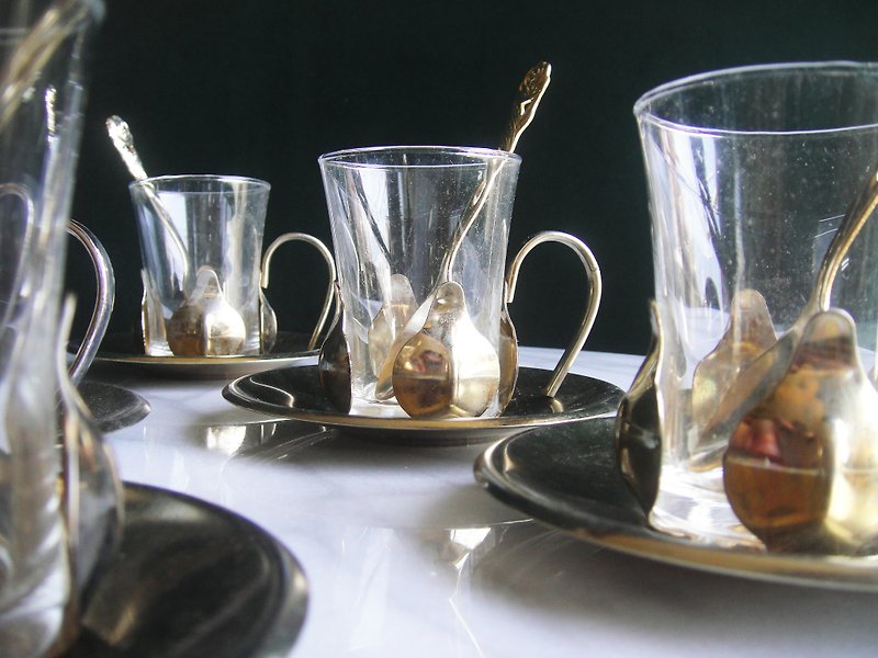 [OLD-TIME] Early second-hand Japanese tea set (six cups and six plates as a set) - ของวางตกแต่ง - วัสดุอื่นๆ 