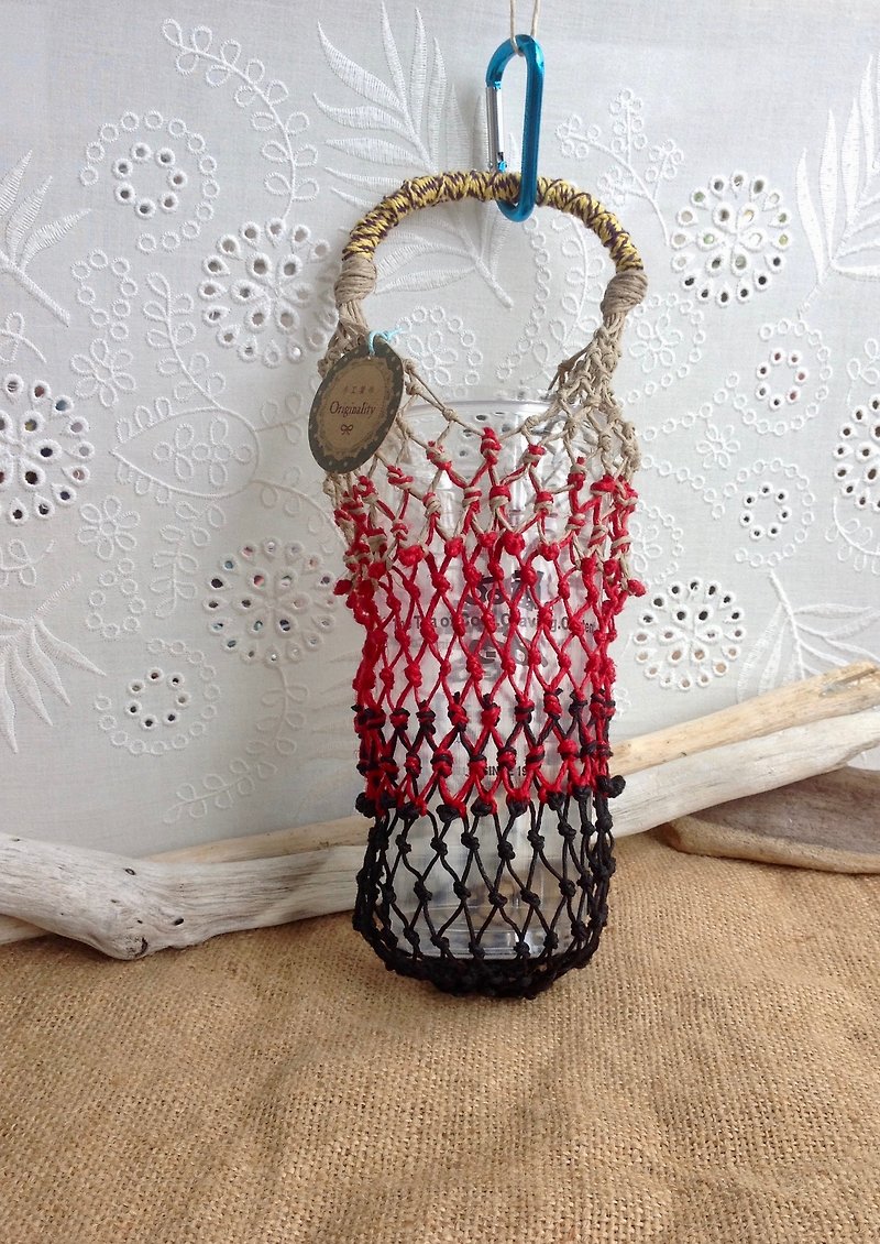 American twine hand woven bags / black and red and original linen / coffee bags / bottle / hand cup / ice dam cup / wine - ถุงใส่กระติกนำ้ - ผ้าฝ้าย/ผ้าลินิน 