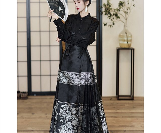 Black Longyin Ming system Hanfu horse face skirt skirt retro