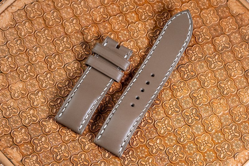 Apple Watch Strap Micro Stereoscopic Model (Italian Vegetable Tanned Leather-Elephant Gray) - สายนาฬิกา - หนังแท้ สีเทา