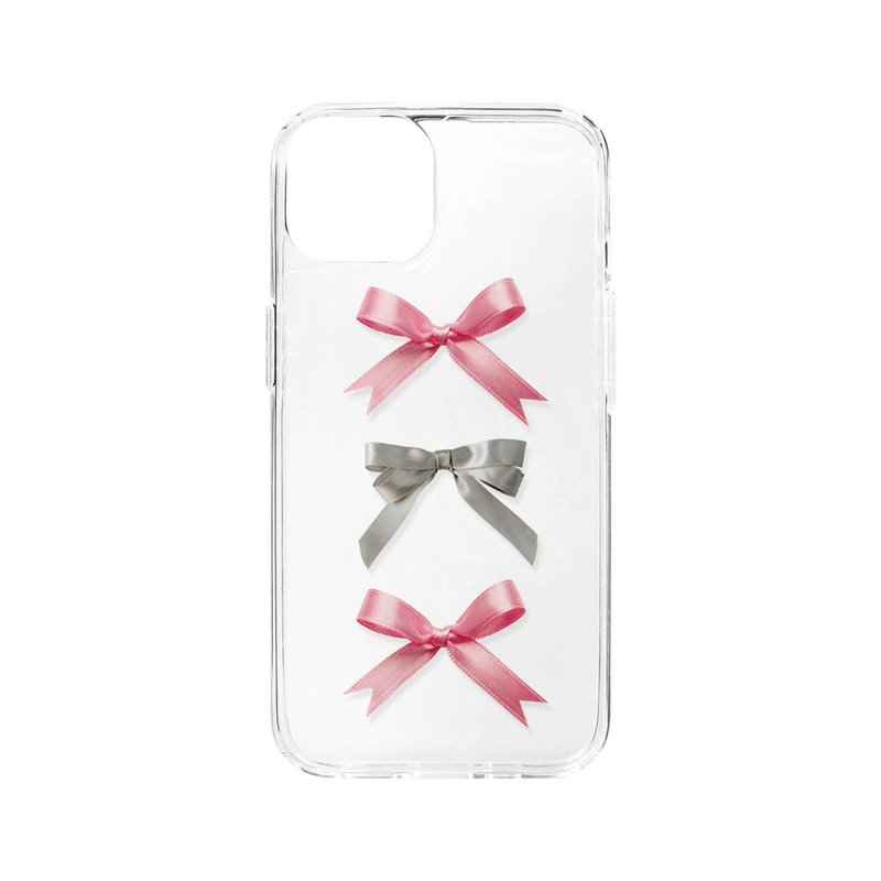 pink silver satin ribbon gelhard case - Phone Cases - Other Materials Transparent