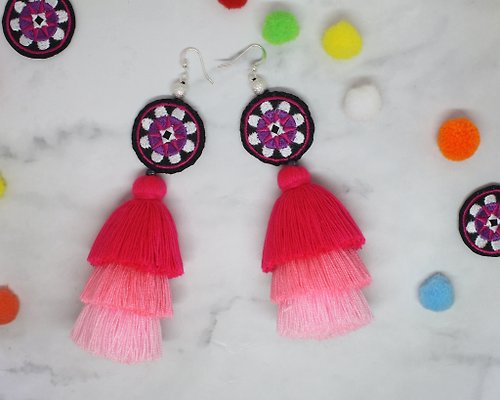 ideabracelets Pink Dangle Drop Statement Earrings Sweet Boho Jewelry for Her Best Friend