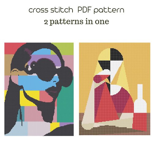 NaraXstitch patterns 十字繡圖案 Pop Art cross stitch PDF pattern Set of pattern Modern cross stich /66/