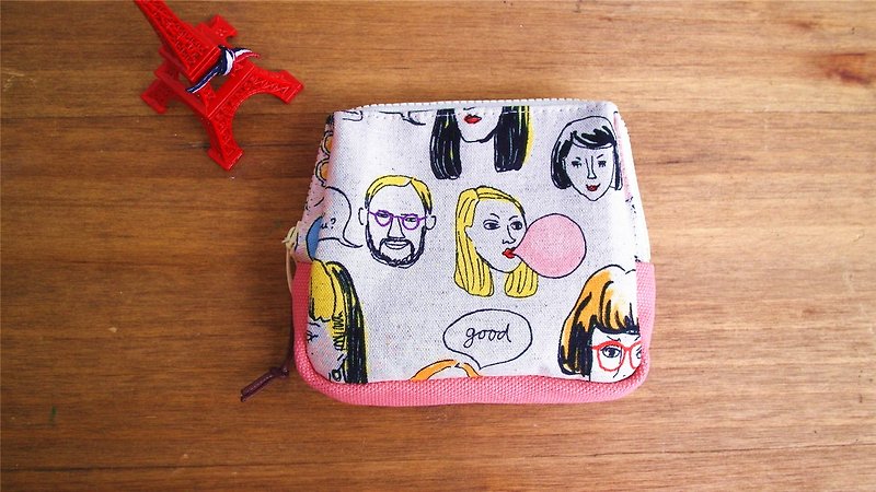 Handmade Handmade. Personality figure. Pocket bag - กระเป๋าเครื่องสำอาง - ผ้าฝ้าย/ผ้าลินิน ขาว