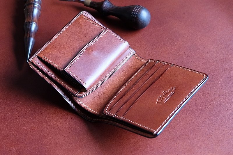 Mildy Hands - SV01COIN - Short folder / Silver short packet (Japanese Oil Cordovan horse leather hip) - Wallets - Genuine Leather Brown