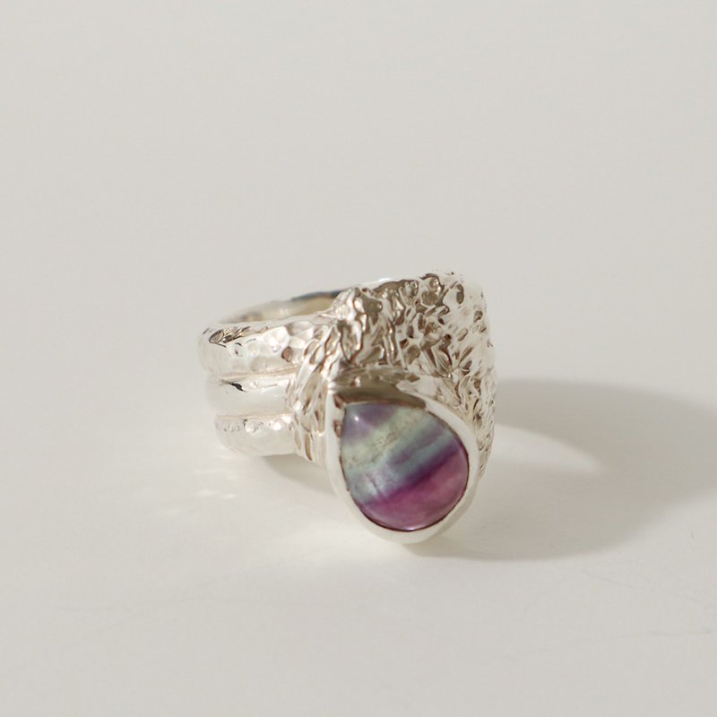Textured Ring - Fluorite - แหวนทั่วไป - เงินแท้ สีเงิน
