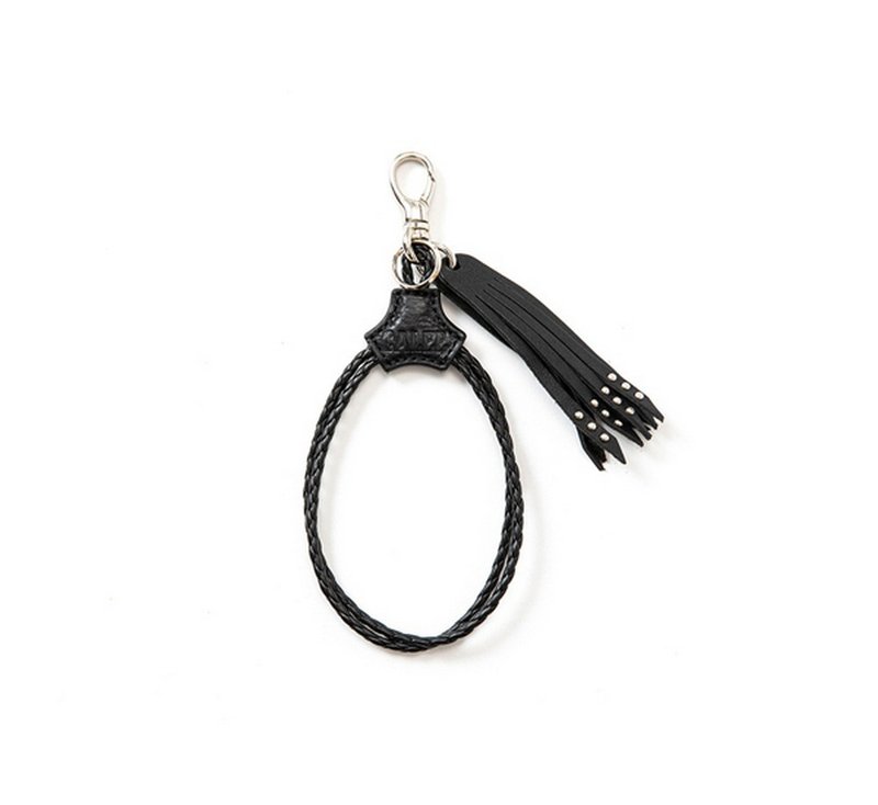 Calee Studs&Embossing Assort Leather Key Ring牛皮鉚釘鑰匙圈E - 鑰匙圈/鑰匙包 - 其他材質 黑色