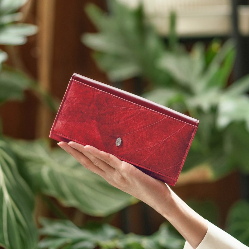 Vegan Fold-over Purse - Cherry - 皮夾/長短夾/錢包 - 植物．花 紅色