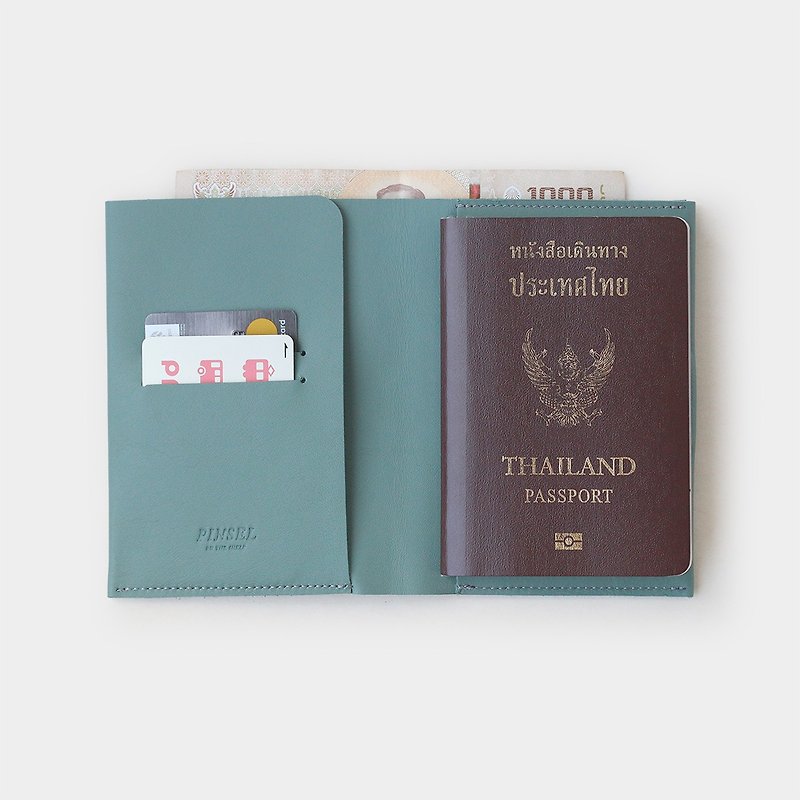 パスポートウォレット：ブルーグレー - 財布 - 革 