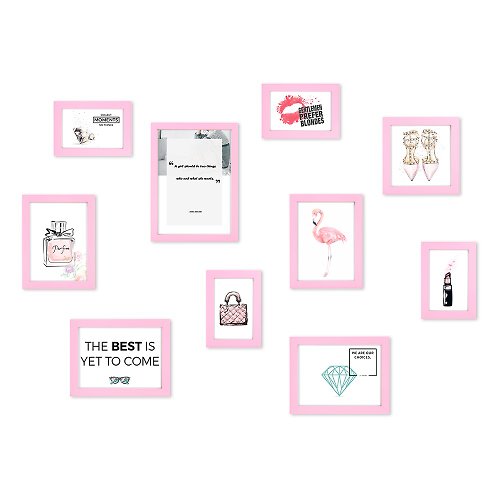 iINDOORS英倫家居 簡約相框 粉紅色10入組合 馬卡龍色系 少女風格 室內設計 照片牆