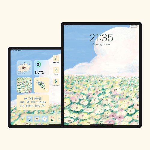 take time to make Kram Digital Wallpapers และ Widgets 'A bright blue sky' for iPad ios 14