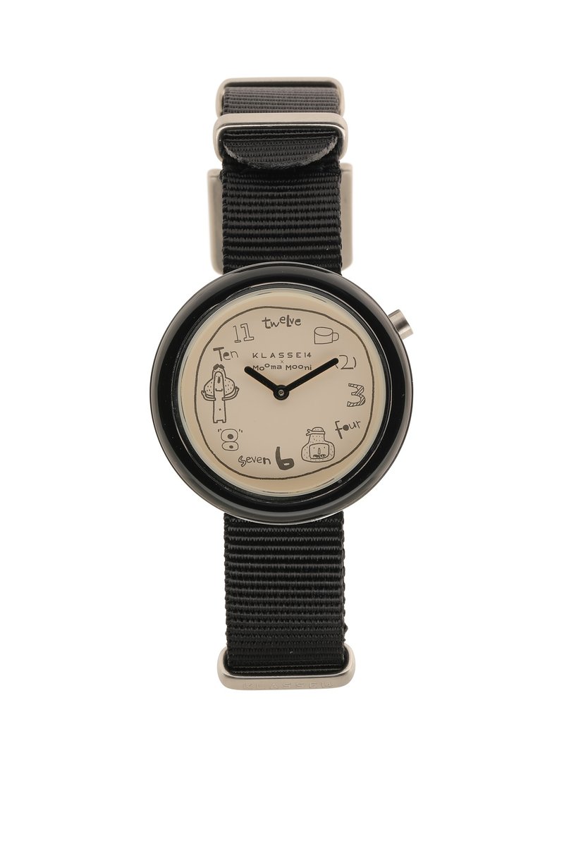 Klasse14 x Topbananax Mooma Mooni black nylon strap watch 36/42mm - นาฬิกาคู่ - สแตนเลส สีดำ