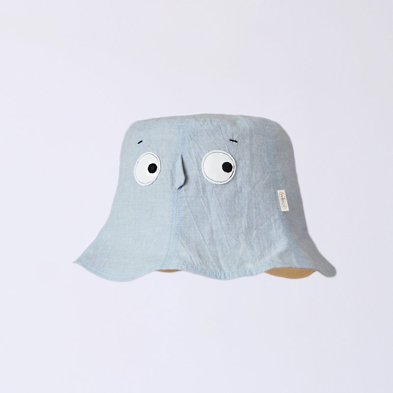 [Hooding Cap - Light Denim Blue] Lightweight Washed Cotton Adult Fisherman Hat - หมวก - ผ้าฝ้าย/ผ้าลินิน สีน้ำเงิน