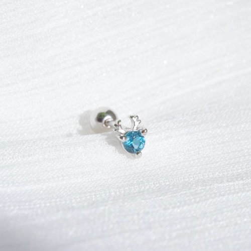喜羊羊happy sheep jewelry 倫敦藍託帕石925純銀麋鹿轉珠耳環