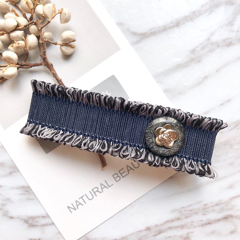 Minimalist Small Fragrance French Clip/Deep Denim - Hair Accessories - Other Materials Blue
