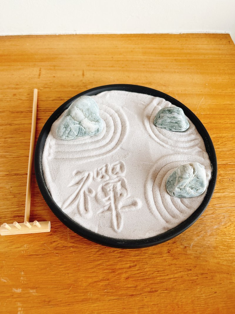 純自然 日式 禪庭 黑圓沙盤 玉石 耙畫 細沙 枯山水 DIY zen - 擺飾/家飾品 - 玉石 白色