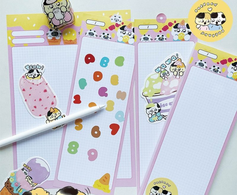 【Salt Soda】Paper study paper cute cat tearable notepad 50 pages - สมุดบันทึก/สมุดปฏิทิน - กระดาษ หลากหลายสี