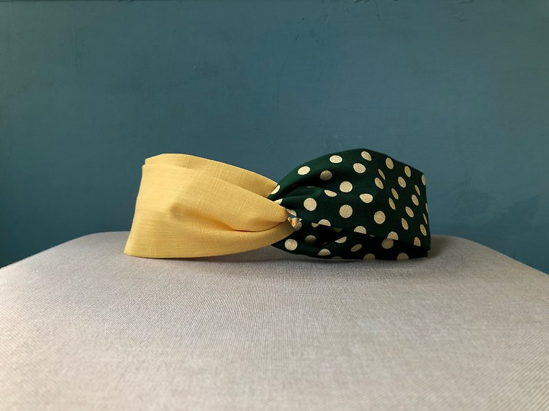 Shuangpin headband / cute yellow dot - Headbands - Cotton & Hemp Yellow
