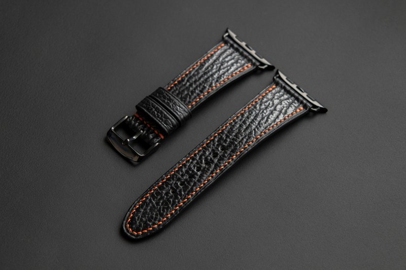 Apple Watch Band of Sharkskin leather in Black (MTO) - Watchbands - Genuine Leather Black