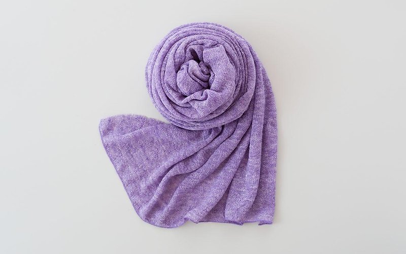 リネンニットストール　ライトパープル - 絲巾 - 棉．麻 紫色