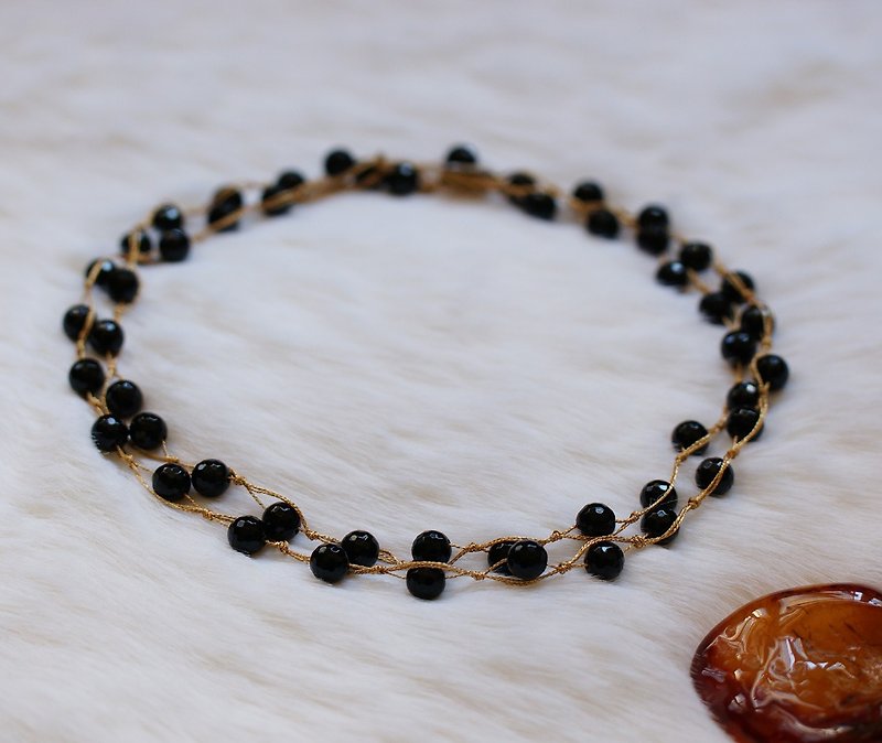 Hand crocheted multi function semi precious stone necklaces - Necklaces - Semi-Precious Stones Black