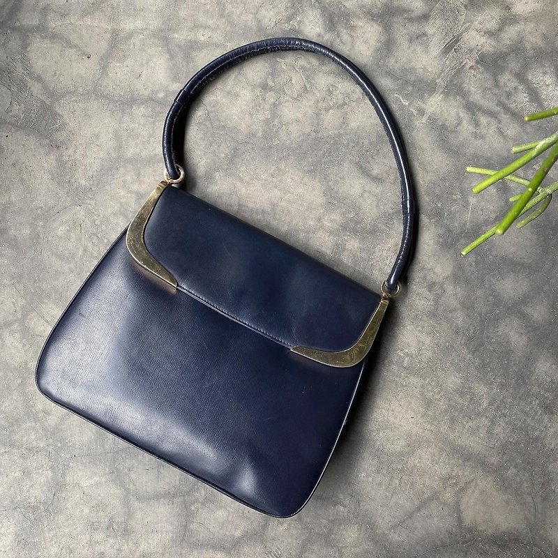 Old bone LOEWE dark blue two-use retro bag F13 vintage - Handbags & Totes - Genuine Leather 