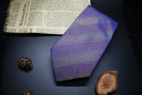 壞紳士 漸變藍色復古花紋真絲領帶/商務休閒百搭款式