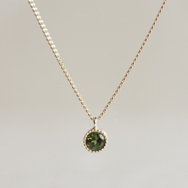 K18 Tourmaline birth stone pendant {P033K18TM} - Necklaces - Gemstone 