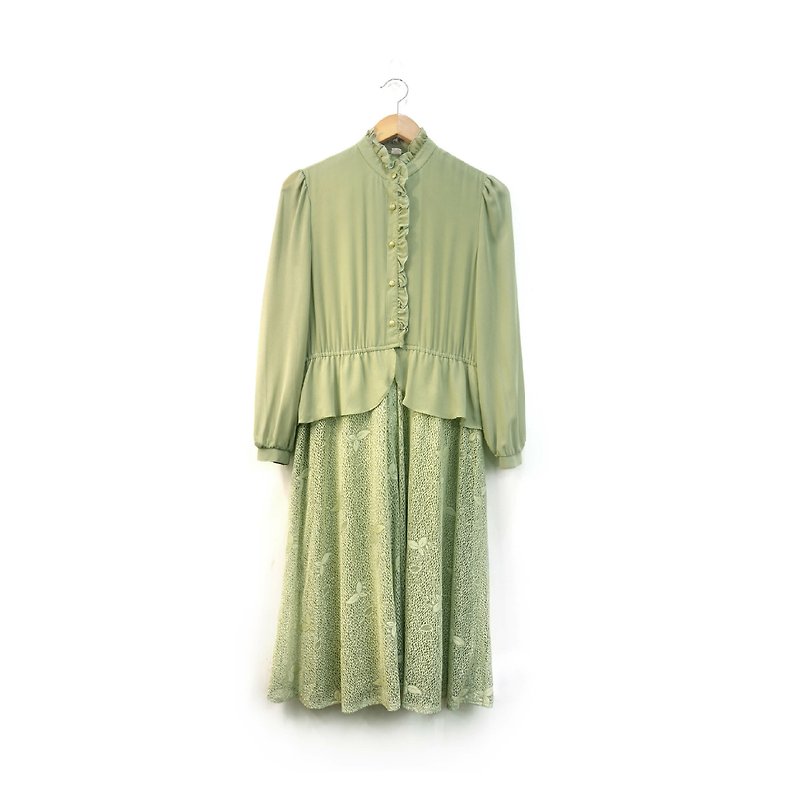 Early spring | Vintage dress - ชุดเดรส - วัสดุอื่นๆ สีเขียว